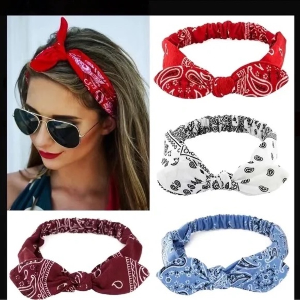 Black & White Paisley Pinup Headband with Bow Knot